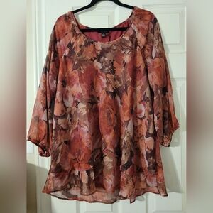 NWT- Elegant Floral Blouse - Autumn Hues